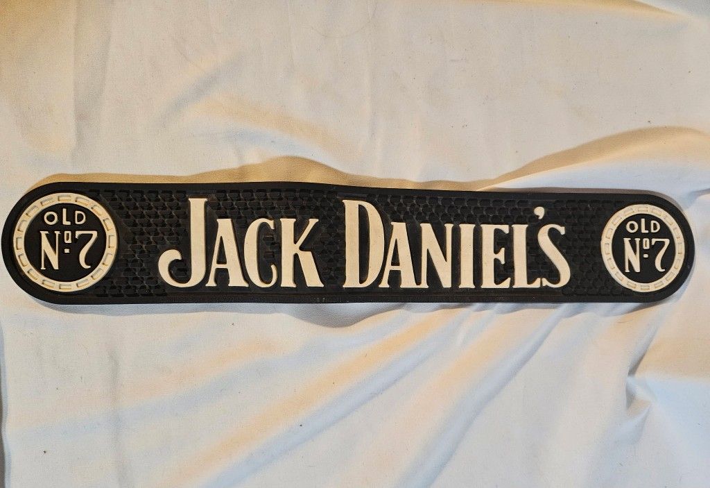 Jack Daniels Old No 7 Bar Mat 20.5" Long 3.5" Wide Excellent Vintage Condition This product is a vintage Jack Daniels Old No 7 bar mat, featuring a cl