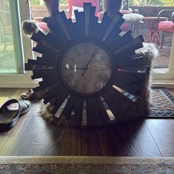 Clock With Mirror Pieces Sun 