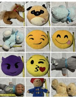 Lot Of 12 Plush Stuffed Animals Pillows Bears