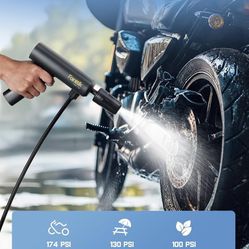 Flip Portable Pressure Washer Gun, Foldable Cordless Pressure Washer Sprayer with 5-in-1 Nozzle, Max. 174 PSI, Type-C Charging, 16.73 FT Hose, for Cam