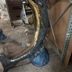 Life Size Dolphin On Wave Bronze Fountain 