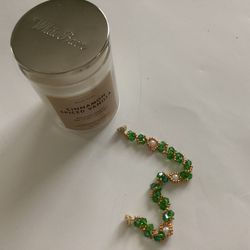 Green Bicone & Pearl Bracelet