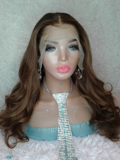 Lace Front Wig Ombre Chestnut Brown Blonde Ombre