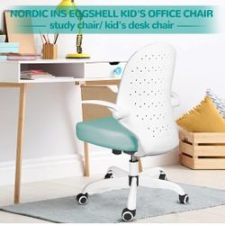 Green Kids Desk Chair, Backrest, Ergonomic, Flip Up Arms