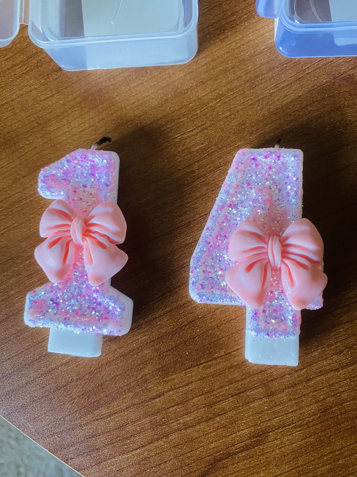 Pink Numbered Candles 1 And 4