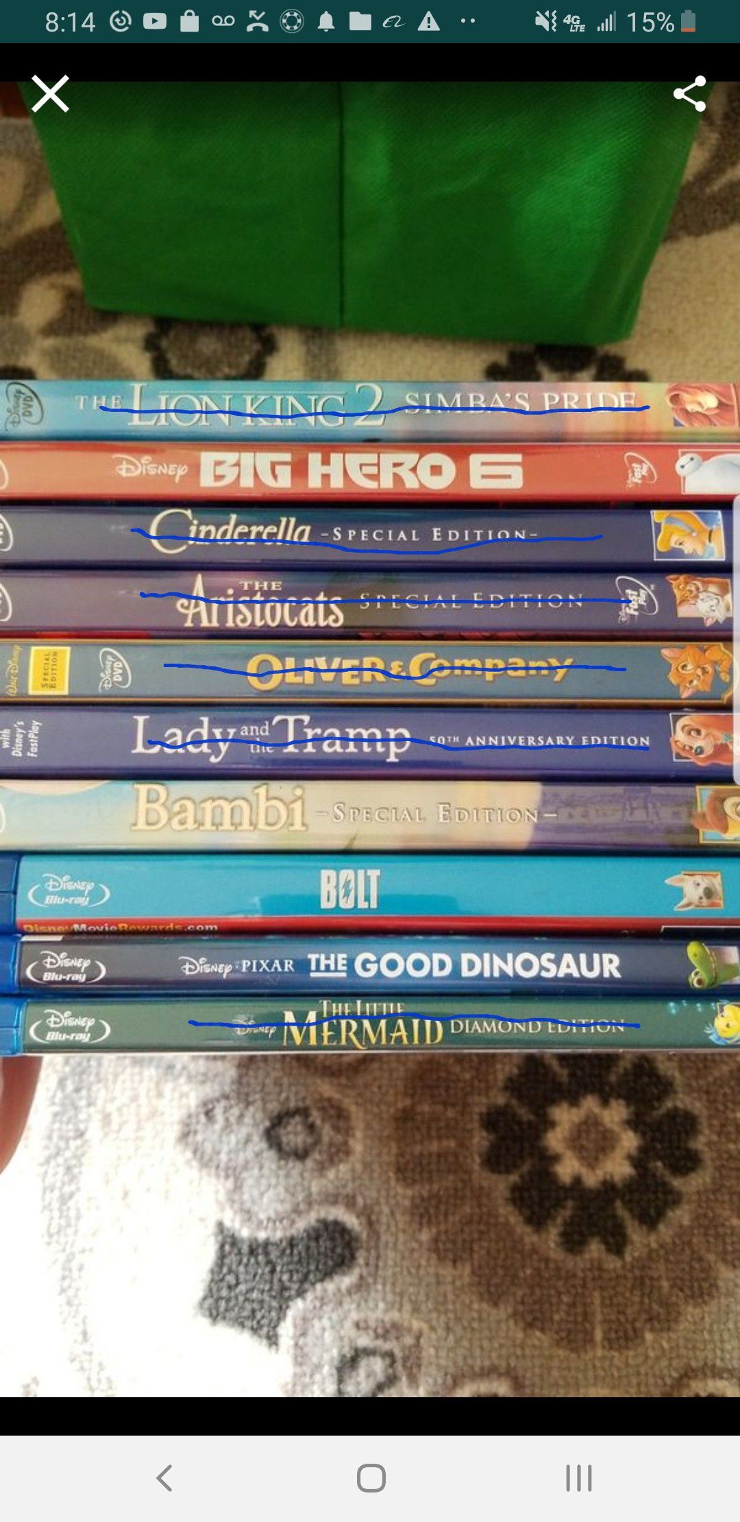 Disney DVD's and blu-rays