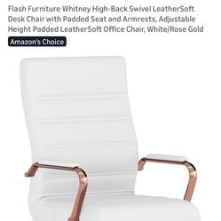 Flash Furniture Whitney High-Back Swivel LeatherSoft Desk Chair with Padded Seat and Armrests, Adjustable Height Padded LeatherSoft Office Chair, Whit