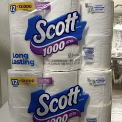 SCOTT 12 ROLLS TOILET PAPER $10.00 EACH 