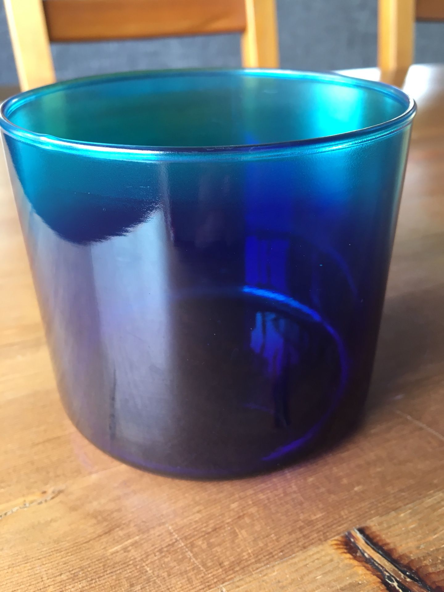 Gradient Blue Glass Candle Holder