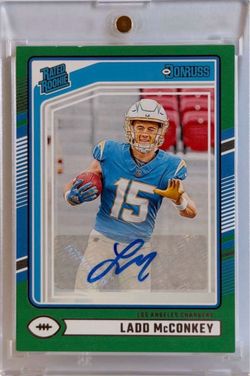 2024 Donruss Football • Rated Rookie • Ladd McConkey Green Auto • #328