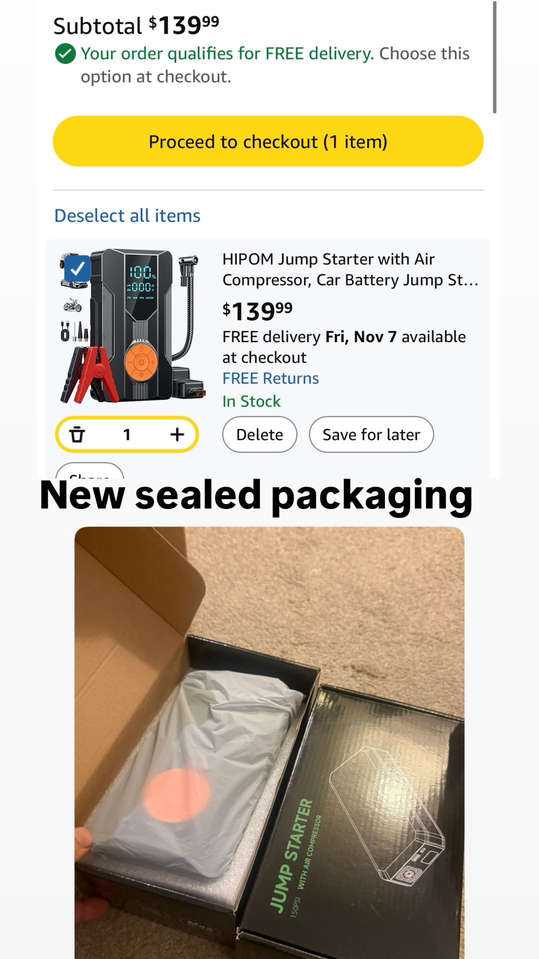 4000 AMP Jump Starter/ Air Compressor, Car Battery Jump Starter (8.0 Gas/7.0L Diesel), Battery Jumper Starter Portable Jump Box, 12V Portable Car Jump