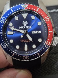 Deep Blue Military Diver 300 Automatic Men's Diver Watch Silver Ceramic Bezel