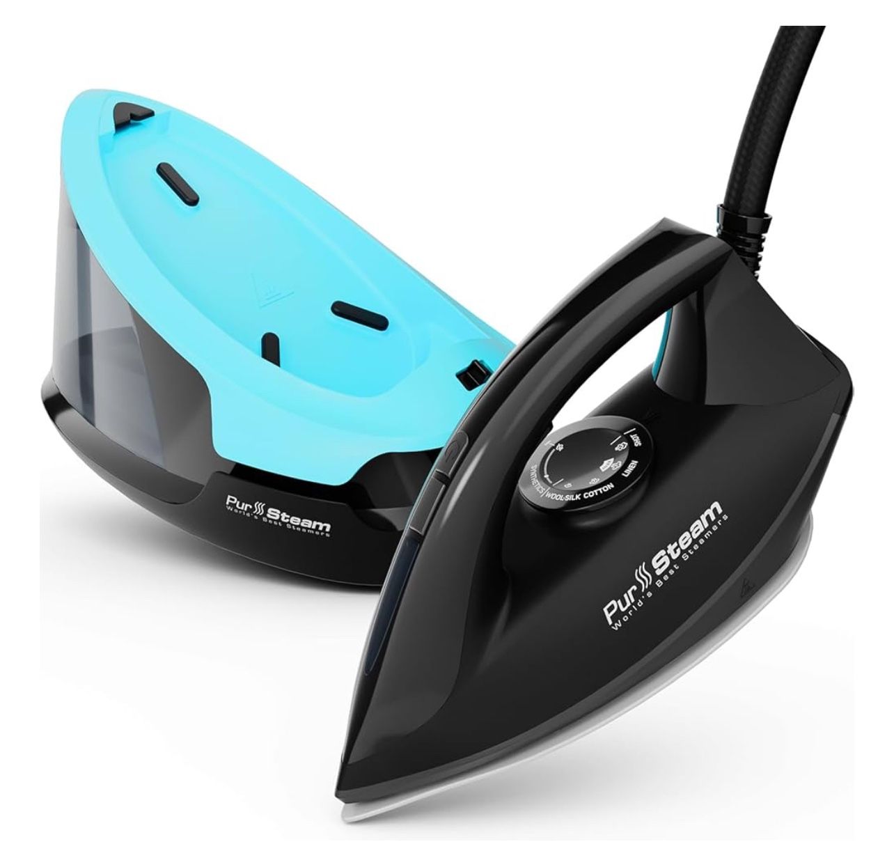 Pursteam World's Best Steamers - Station Max Ceramic Soleplate Steam Iron for Clothes 1500W, 50.7oz Removable Water Tank, Fast Heat Up Self-Clean, Aut