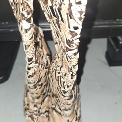 Leppard Lace Up Thigh High Boots Size 5.5 