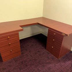 Vintage L-Shaped Desk and Side Cabinet 41x25x30T