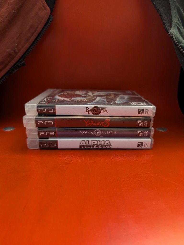 4 Sega PS3 Game Lot - Bayonetta, Alpha Protocol, Yakuza 3, Vanquish 