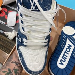 LV TRAINER LOOKALIKE VELCRO STRAP MONOGRAM DENIM WHITE BEIGE BLACK NEW  SNEAKERS SHOES SIZE 9.5 10 43 44 A3 for Sale in Miami, FL - OfferUp