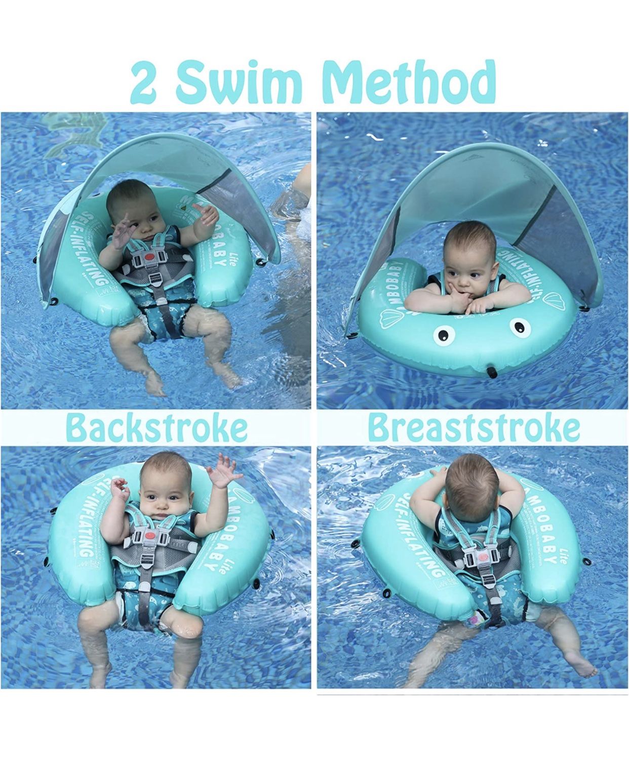 Self Inflating Baby Swim Float with Canopy