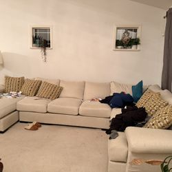 Large Linen Sectional Sofa Oversized With Chase 