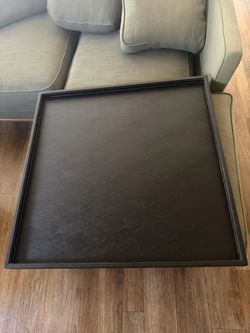 New Huge Faux Leather 30x30” LuxurySquare Ottoman/Table Serving Tray