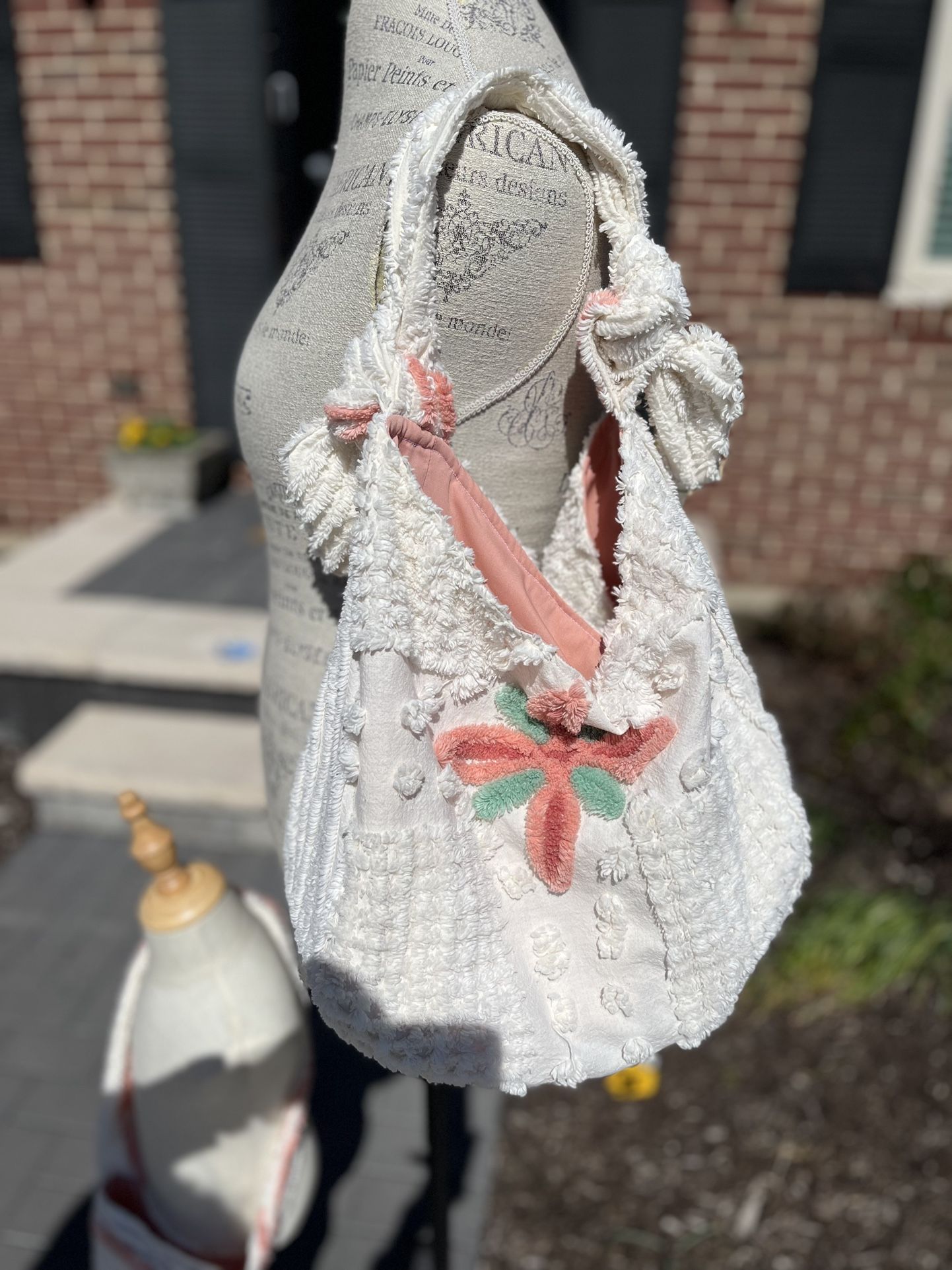 Chenille Purse Cottage Style Market Bag 