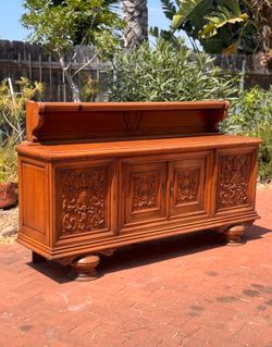Antique French Renaissance Revival Quarter Sawn Oak 2 Piece Sideboard Buffet