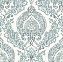 4 Rolls NuWallpaper Kensington Damask Peel & Stick Wallpaper, Removable Wallpaper, Blue & White