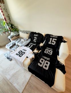 LAS VEGAS RAIDERS JERSEYS!!! CROSBY, MENDOZA, BOWERS, JEANTY, JANIKOWSKI!!