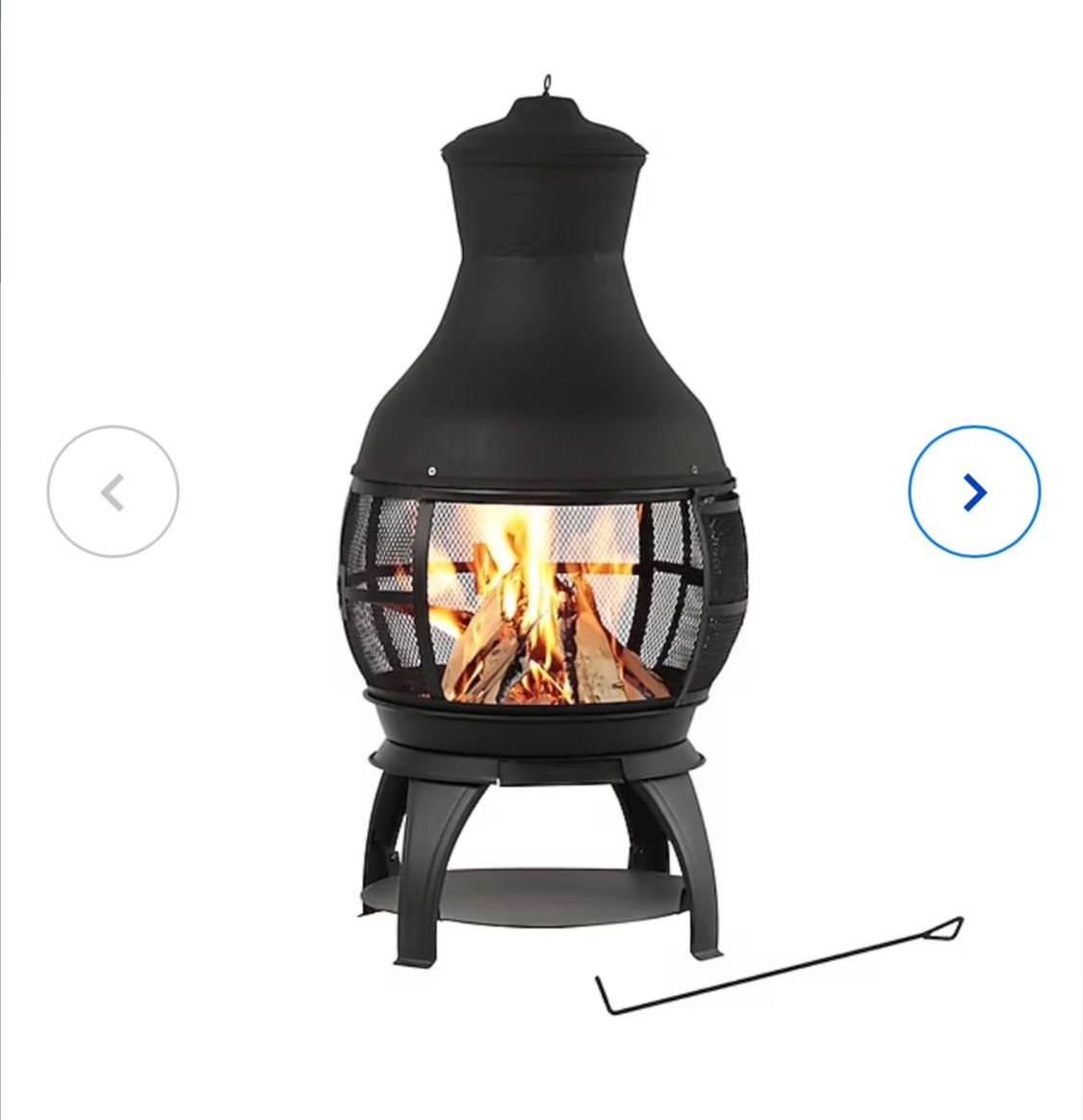 HEATMAXX 45-in H x 22-in D x 22-in W Black Cast Iron Chiminea