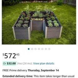 Brand New Vita Urbana 6 x 6 Foot Vinyl Keyhole Garden Composting Basket Slate Gray