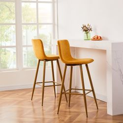 Homy Casa Scargill 30" Terry Fabric Bar Stool, Yellow,Open Box