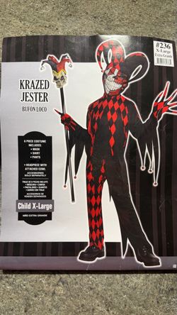 Crazed jester Halloween costume Youth XL
