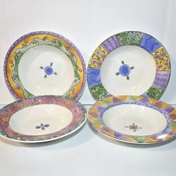 The Sweet Shoppe by Sango Soup Bowls 8.75" Set of 4 Colorful Ceramic Serveware