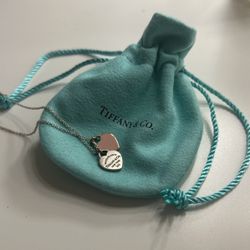 Tiffany Two Pink Heart Necklace 