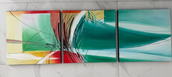 Abstract Canvas Painting Triptych Set