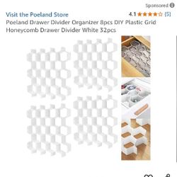 Poeland Drawer Divider Organizer 8pcs DIY Plastic Grid Honeycomb Drawer Divider White 32pcs
