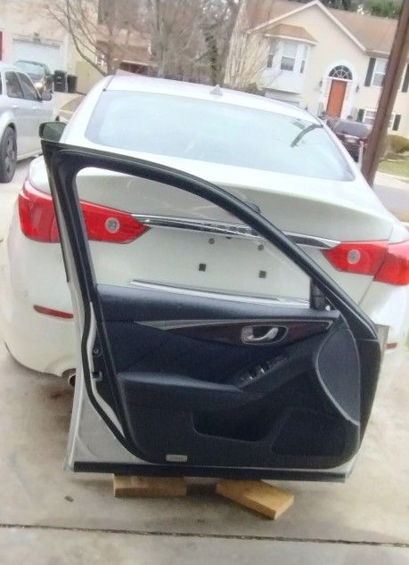 Infiniti Q50 Driver/Left Door Assembly White