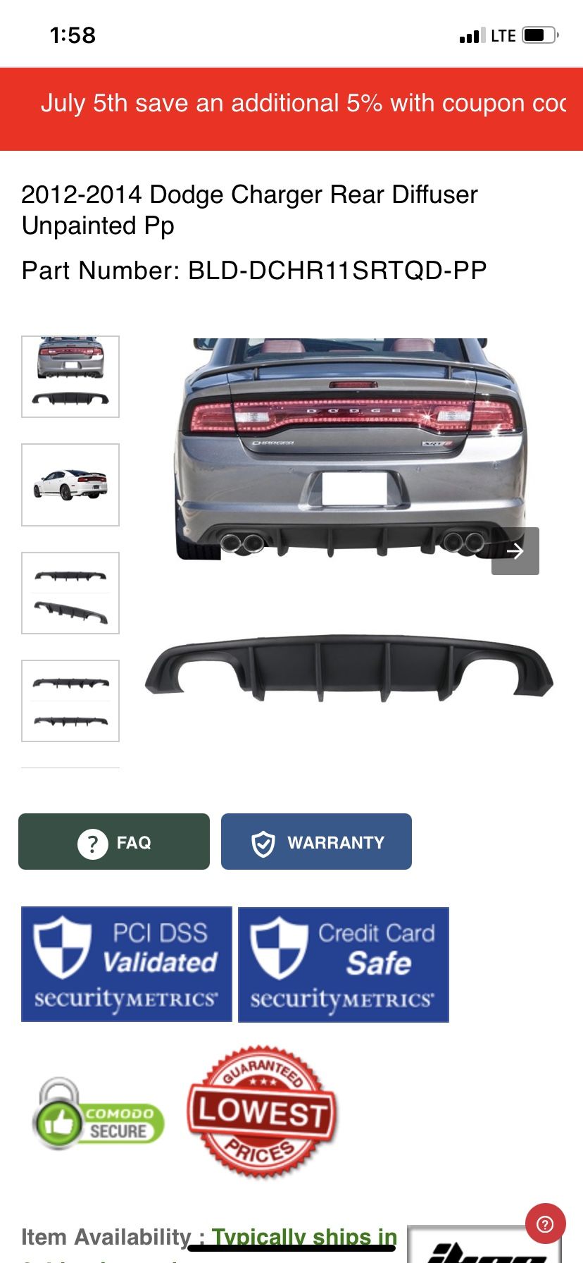 Dodge Charger Rear Diffuser