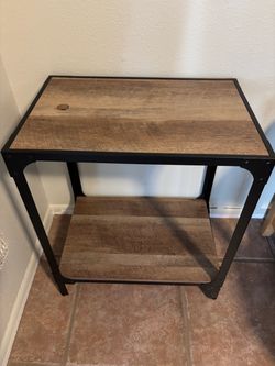 Wood & Metal End Table 23”H 19 1/4” 13”D  Good condition