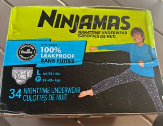 New Ninjamas Boys Bedwetting Nighttime Underwear, Size L (64-95+ lbs), 34 Count