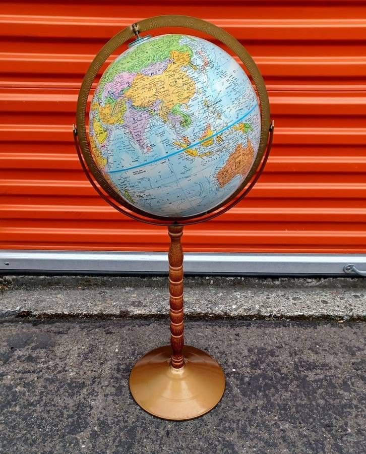 Vintage 12" World Globe Globemaster by Replogle w/Pedestal Floor Stand