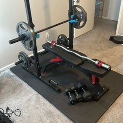 Bench Squat Weight Rack With Bench, Clips, Weights And Pad
