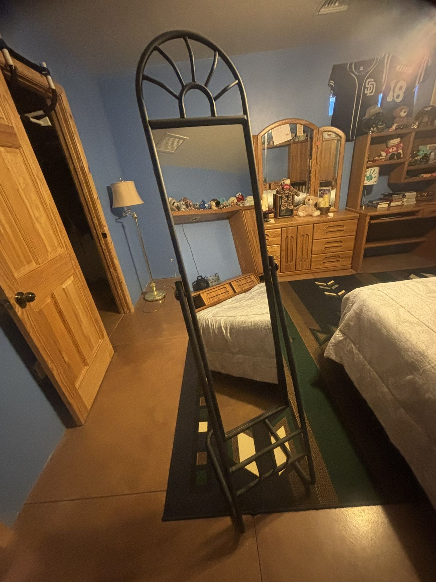 Black Full Sized Adjustable Floor Mirror