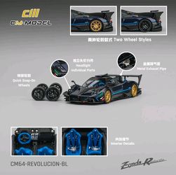 CM MODEL 1/64 Pagani Zonda Revlucion Metallic Blue CM64-Revolucion-BL