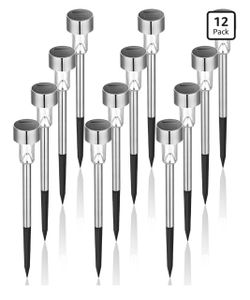 GIGALUMI Outdoor Waterproof Solar Garden Lights, 12 Pack Cold White