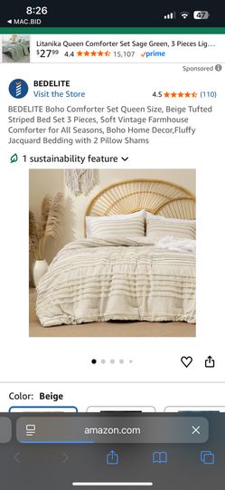 Bedelite Queen Size Boho Comforter Set In Beige 