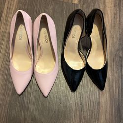 pink and black heels size 7W