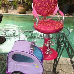 American girl Pet Trailer And OG Beauty Salon chair