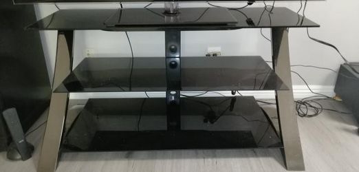 Glass TV Stand, Black, 21x44