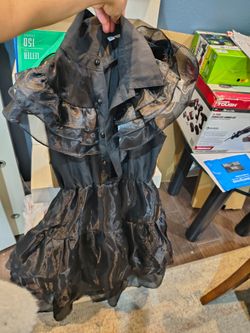 Black Ruffle Organza Mini Dress